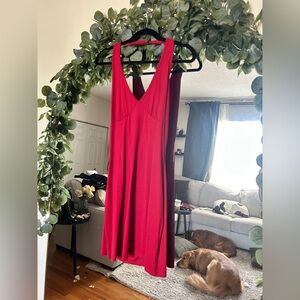Halter Red V-Neck bodycon Dress